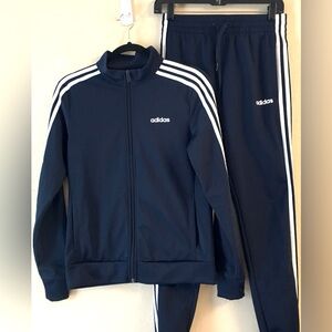 Adidas Tracksuit Joggers Jacket Small Blue Classic Stripe Sporty Athletic Casual